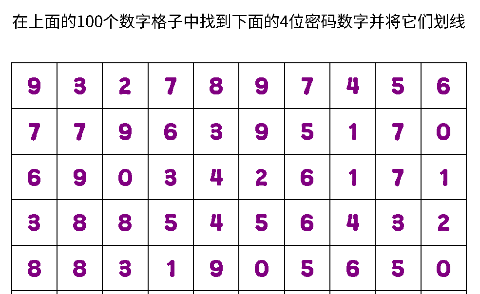 数字密码在线打印